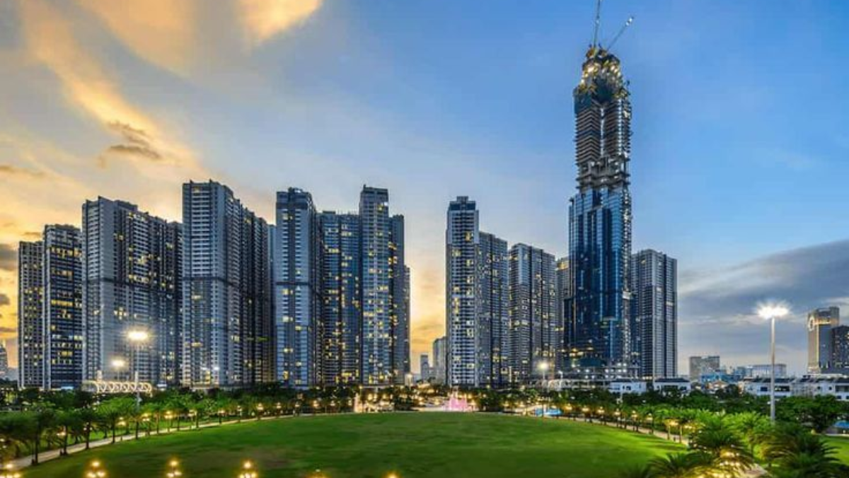 Toàn cảnh dự án Vinhomes Central Park nhìn từ trên cao bên bờ sông Sài Gòn