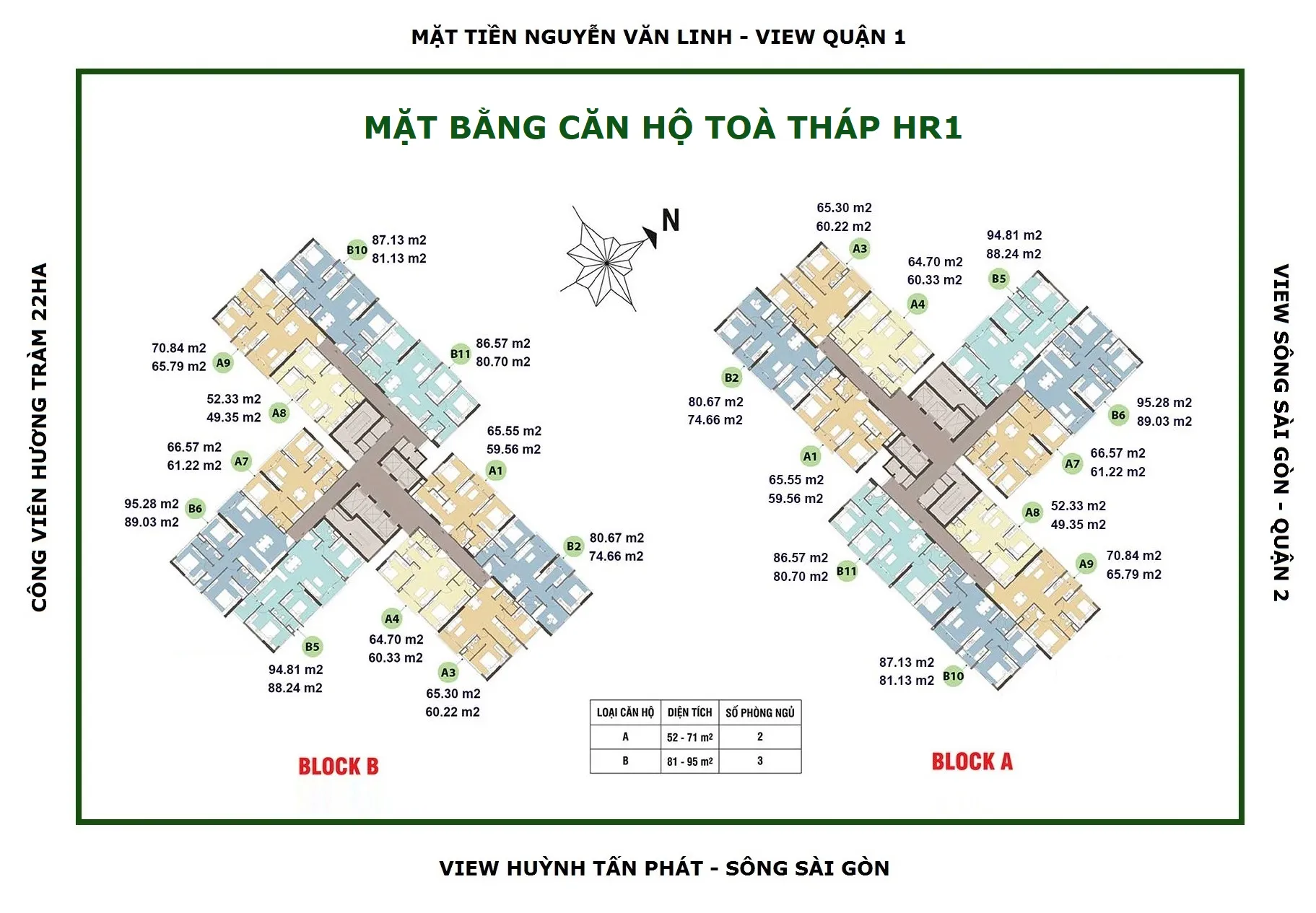 Layout tòa tháp HR1 Eco Green Sài Gòn – Mặt bằng chi tiết và thiết kế căn hộ hiện đại