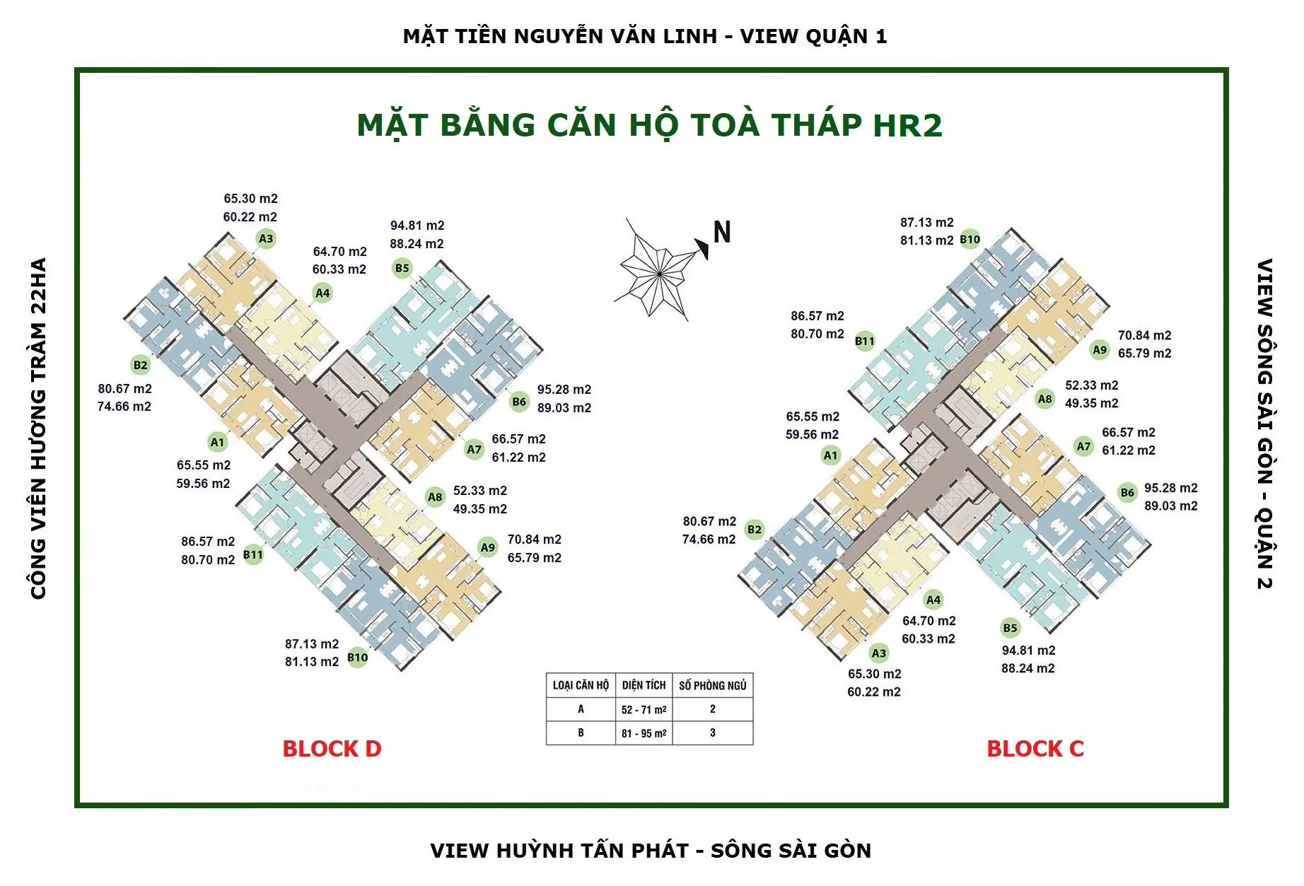 Layout tòa HR2 Eco Green Sài Gòn