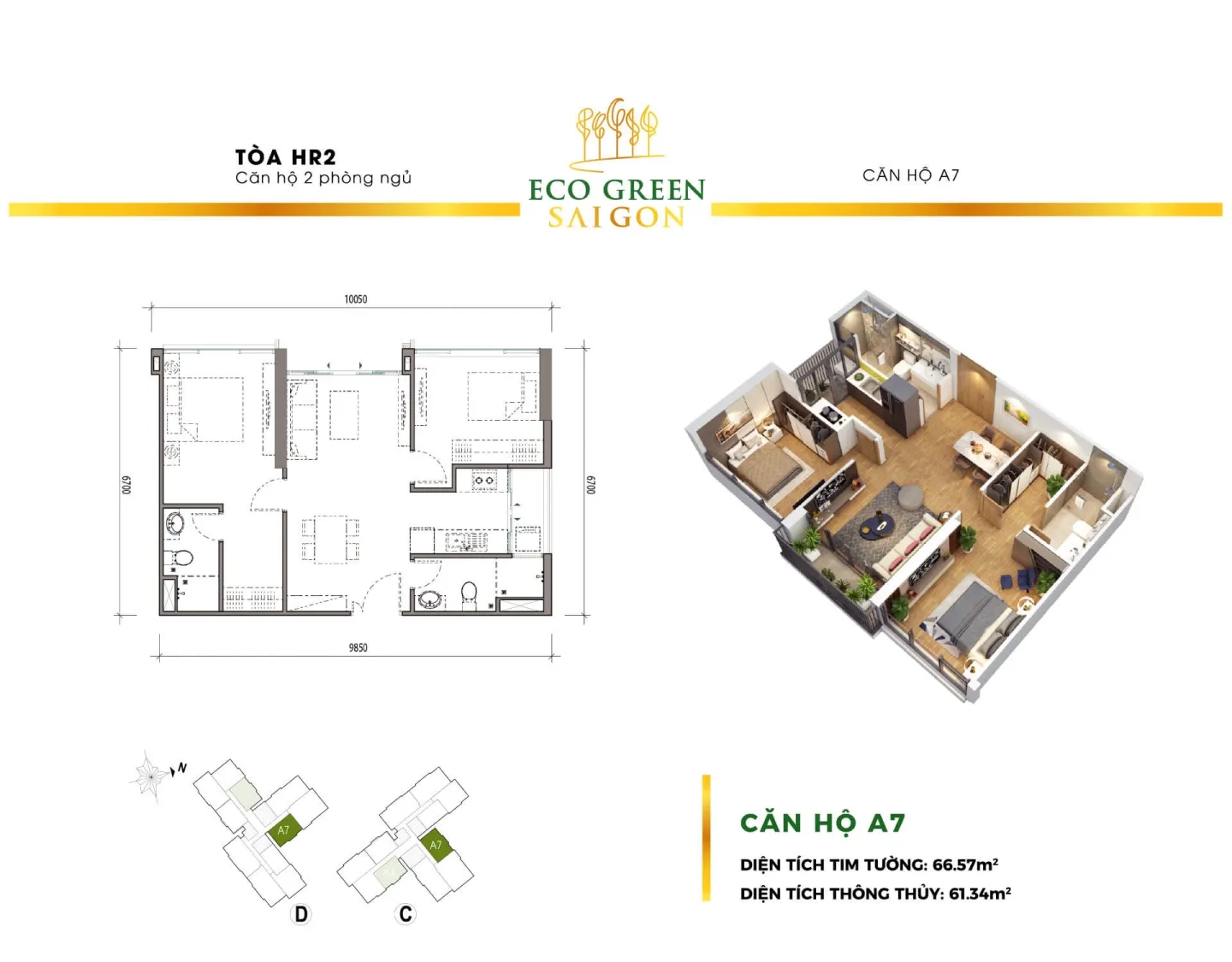 Layout căn A7 toà hr2 dự án EcoGreen
