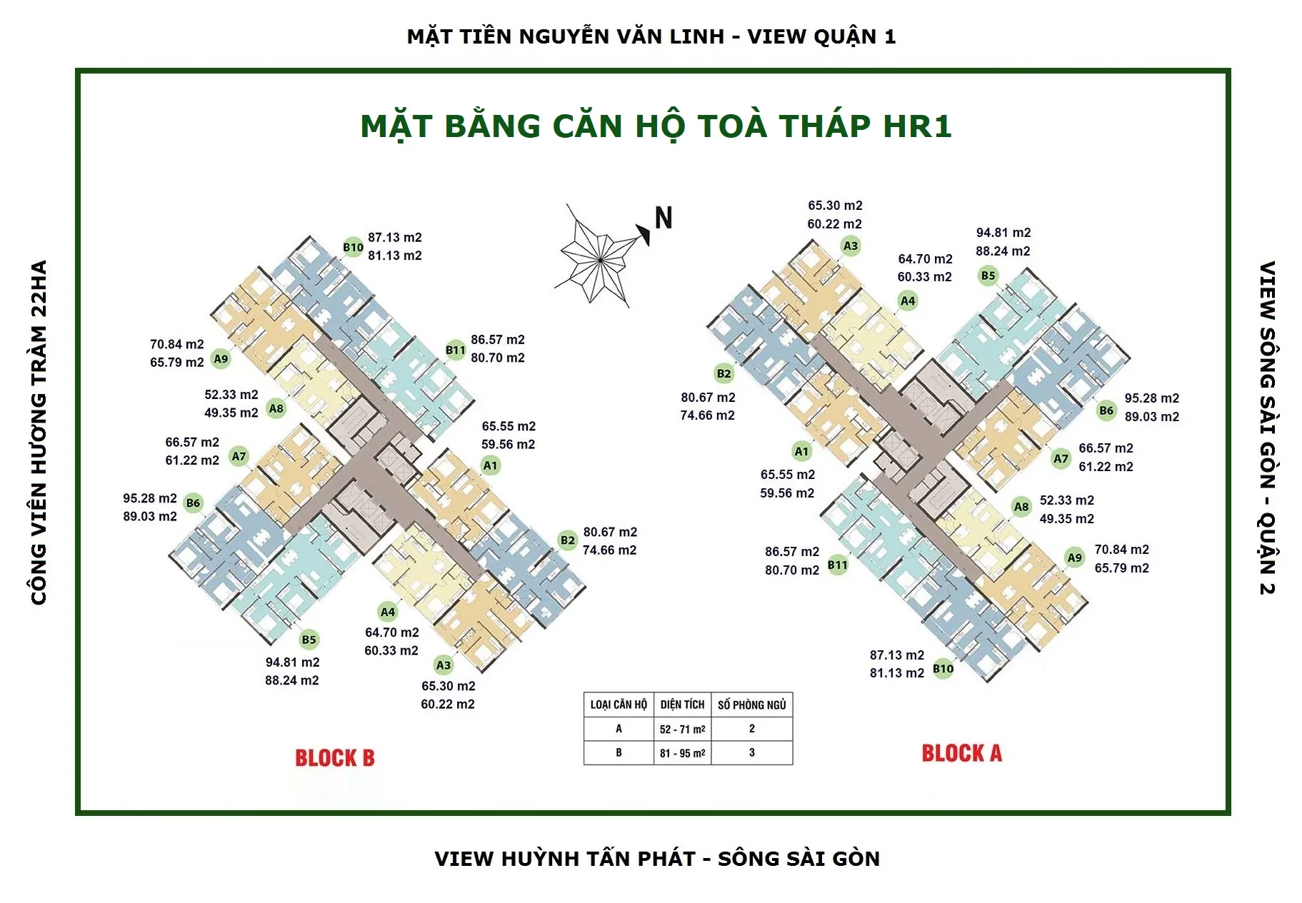 Layout tổng thể tòa tháp M2 dự án Eco Green Sài Gòn