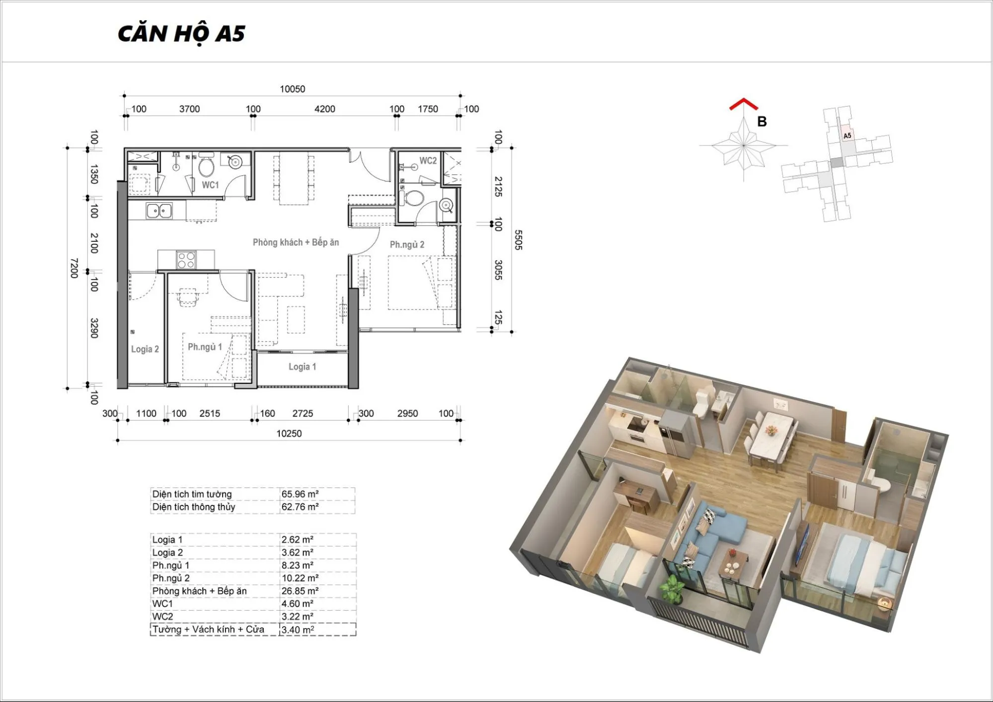 Layout căn A5 toà M2 dự án Eco Green Sài Gòn
