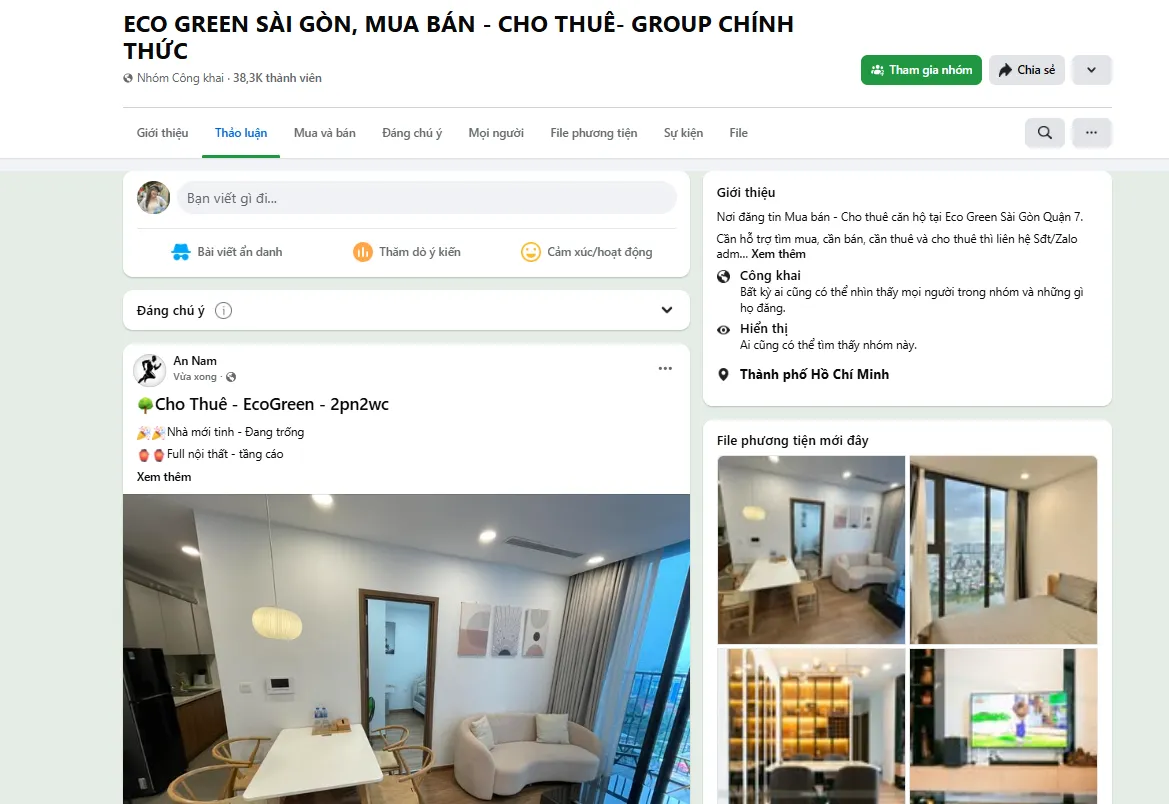 Tìm căn hộ cho thuê tại các nhóm cư dân uy tín