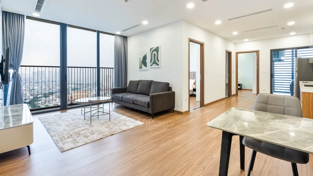 Phòng khách căn hộ 3 phòng ngủ tại Eco Green Sài Gòn được trang bị nội thất hiện đại, không gian ấm cúng cho gia đình